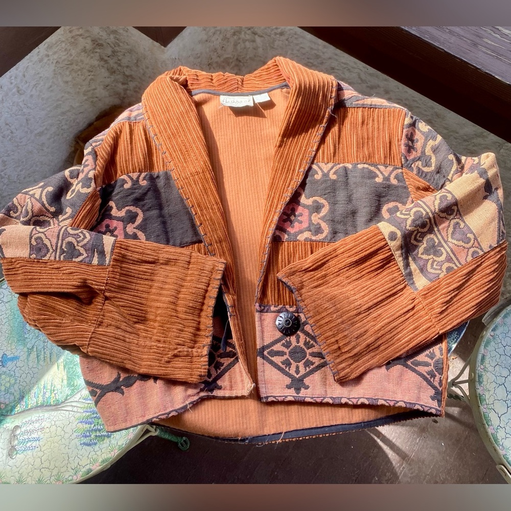 Vintage Flashback Cropped Jacket Patchwork Cordur… - image 1